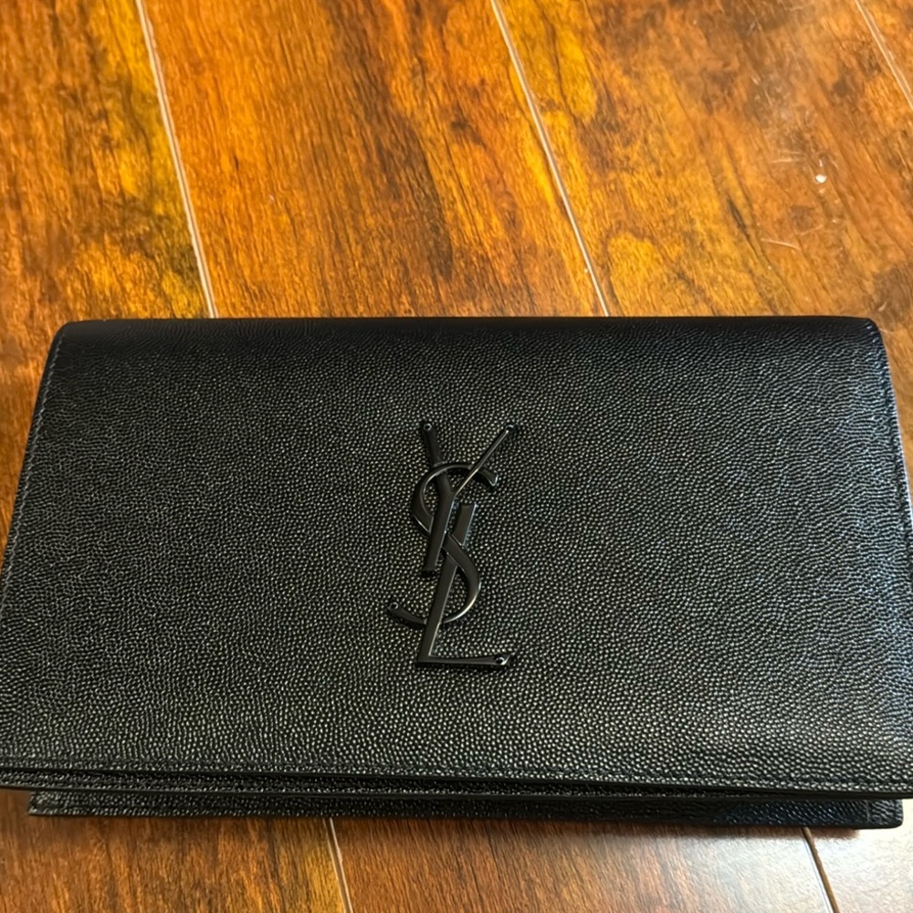 Pebbled Black Saint Laurent Clutch